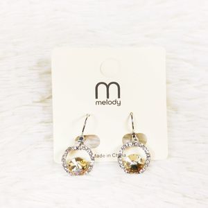 Melody Drop Earrings Orange Rhinestones NWOT